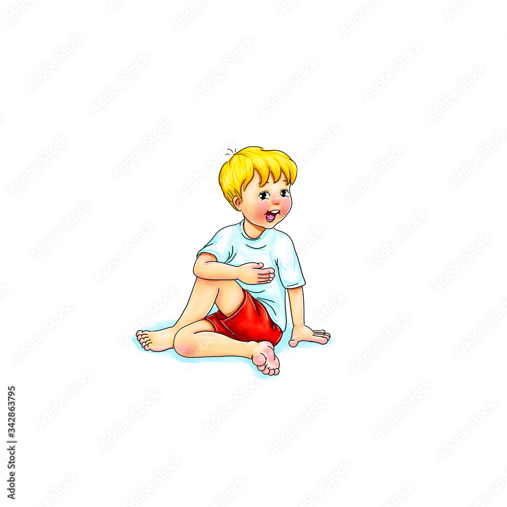 Kids Yoga - Joga für Kinder, Asana Meerjungfrau, horizontal Banner Design Concept Cartoon. Junge barfuß in Yoga Haltung, macht fröhliches Gesicht. Yogi Logo auf Hintergrund in weiß. Kids Yoga - Joga für Kinder, Asana Meerjungfrau, horizontal Banner Design Concept Cartoon. Junge barfuß in Yoga Haltung, macht fröhliches Gesicht. Yogi Logo auf Hintergrund in weiß.