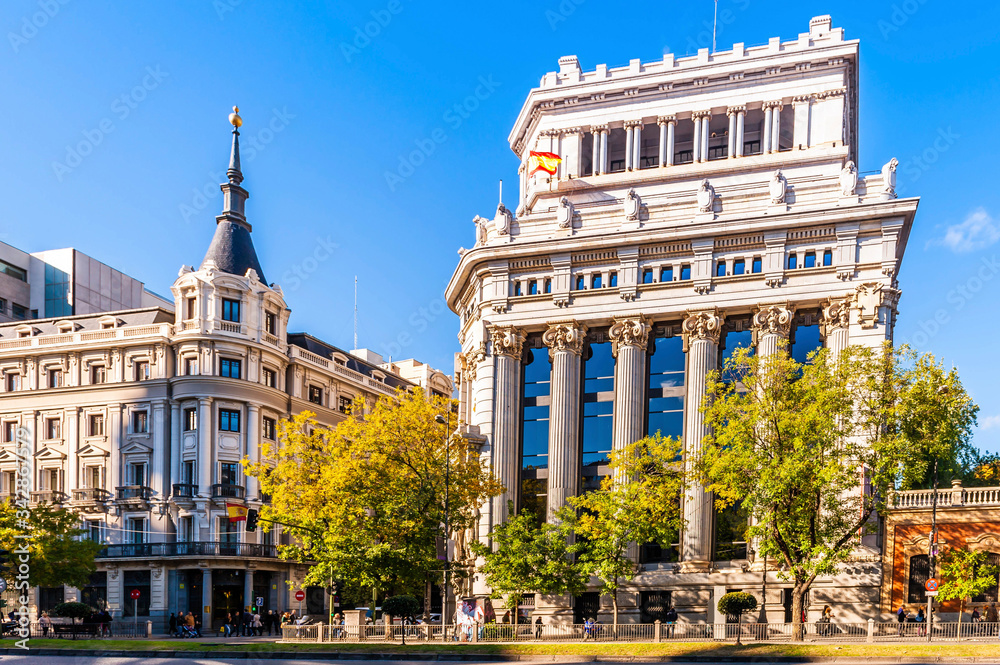 Street of Alcala in Madrid in Castile, Spain