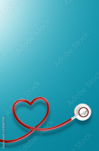 Creative layout for 12 May International Nurses Day design with heart-shaped stethoscope with text space on sweet blue background 