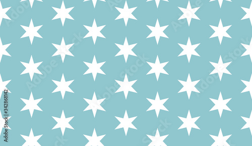 Seamless denim blue and white vintage magic hexagonal stars textile geometric pattern vector