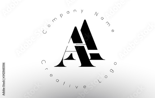 Letters AA  A Logo with a minimalist design. Simple AA Icon with Circular Name Pattern.