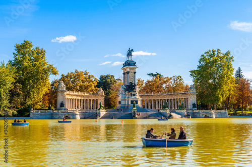 Buen Retiro Park in the heart of Madrid in Castile, Spain