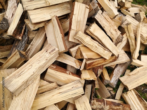 Wood chunks chopped as firewood