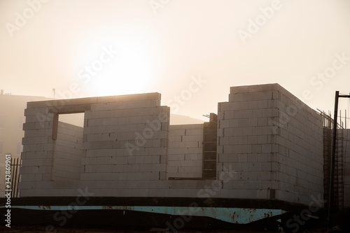 Construction site on a foggy autumn day © diesirae