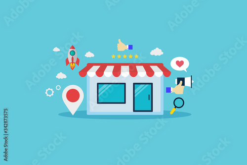 Online business ecommerce shopping market place. Digital marketing