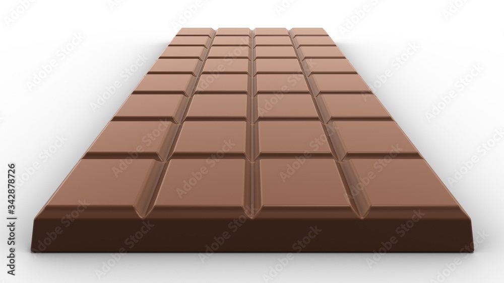 Milk chocolate bar isolated on white background. 3D-rendering.