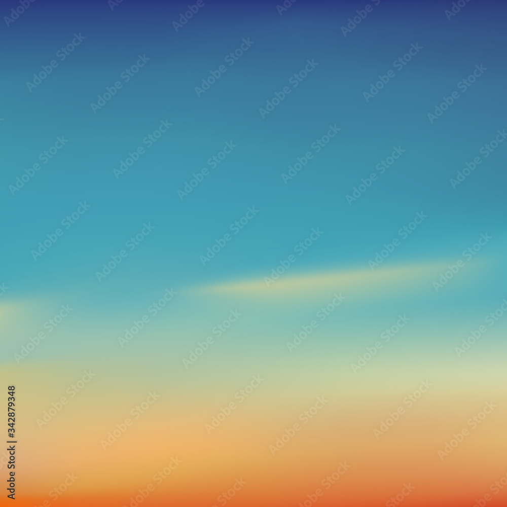 Blurred background beautiful natural sunrise or sunset, violet-blue and yellow-orange color, vector illustration. Great for a poster, web pages, advertising,