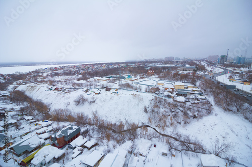 top view on buildings  winter 