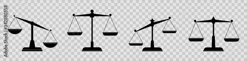 Tela Scales icons set. Law scale icon. Vector scales icon