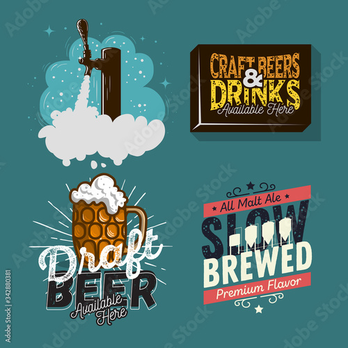 Beer Brew Brewery Alcohol Related Vector Illustrations Designs.