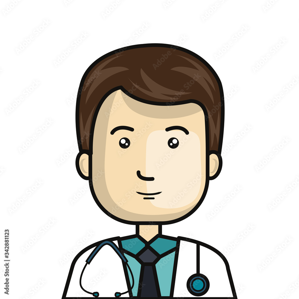 face of doctor male with stethoscope isolated icon vector illustration design