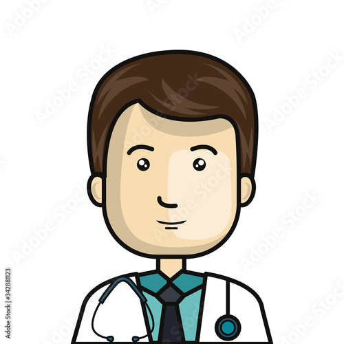 face of doctor male with stethoscope isolated icon vector illustration design © Gstudio