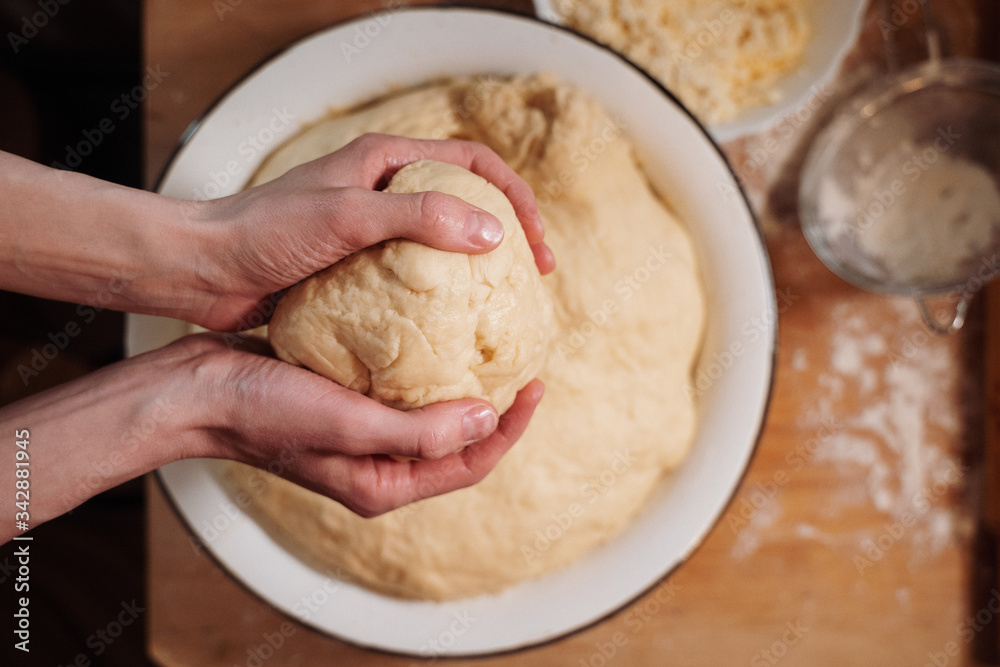 making homemade Easter baked yeast dough
making homemade Easter baked yeast dough
