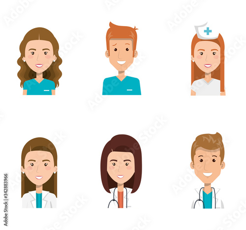 group of paramedics and doctors vector illustration design
