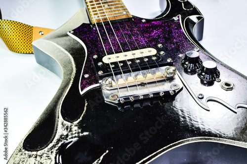 Electric guitar on a white background. musical instrument. photo