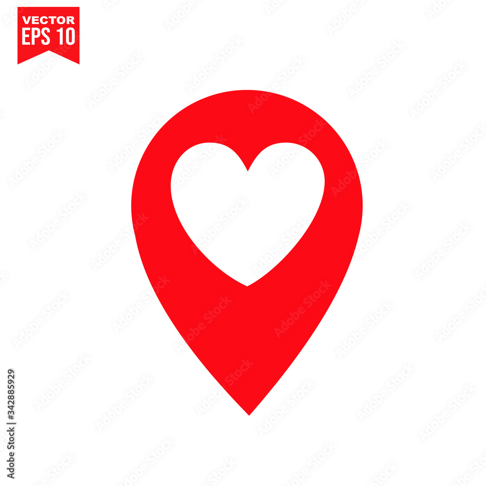 love symbol of location icon symbol Flat vector illustration for graphic and web design.