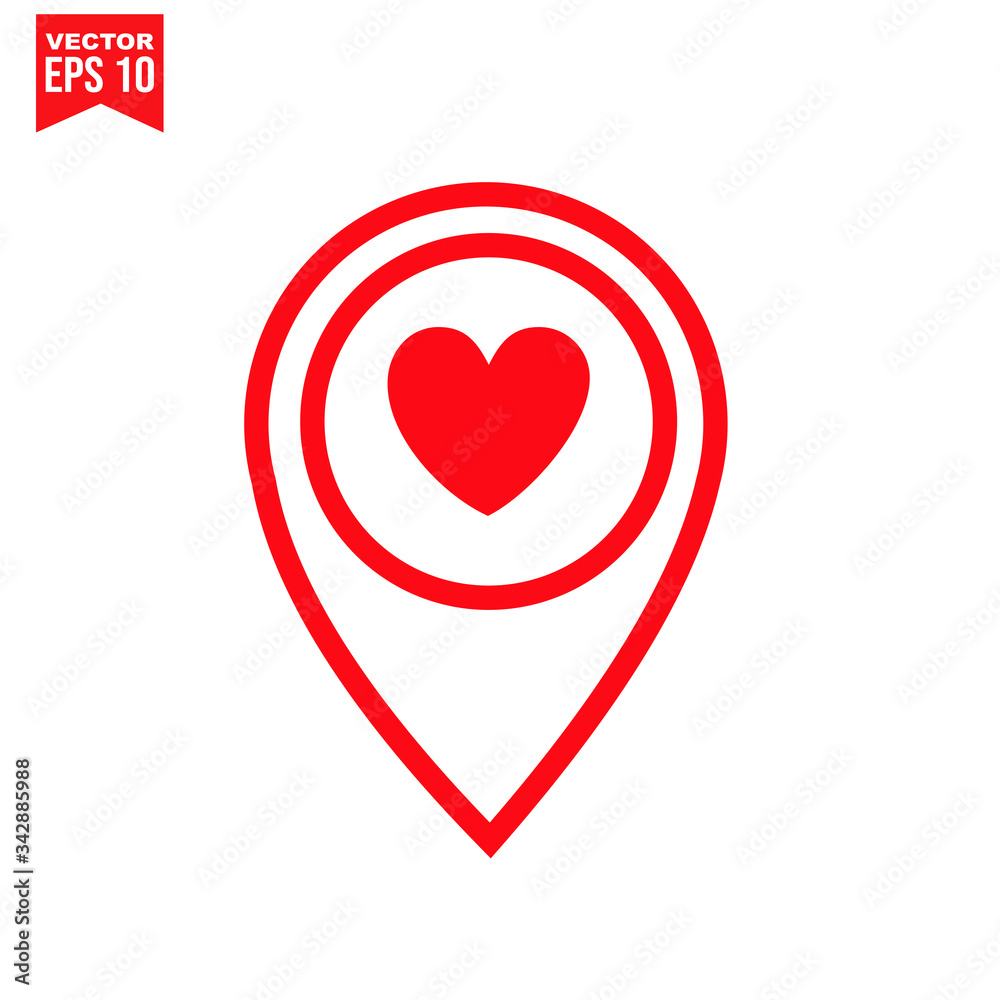 love symbol of location icon symbol Flat vector illustration for graphic and web design.