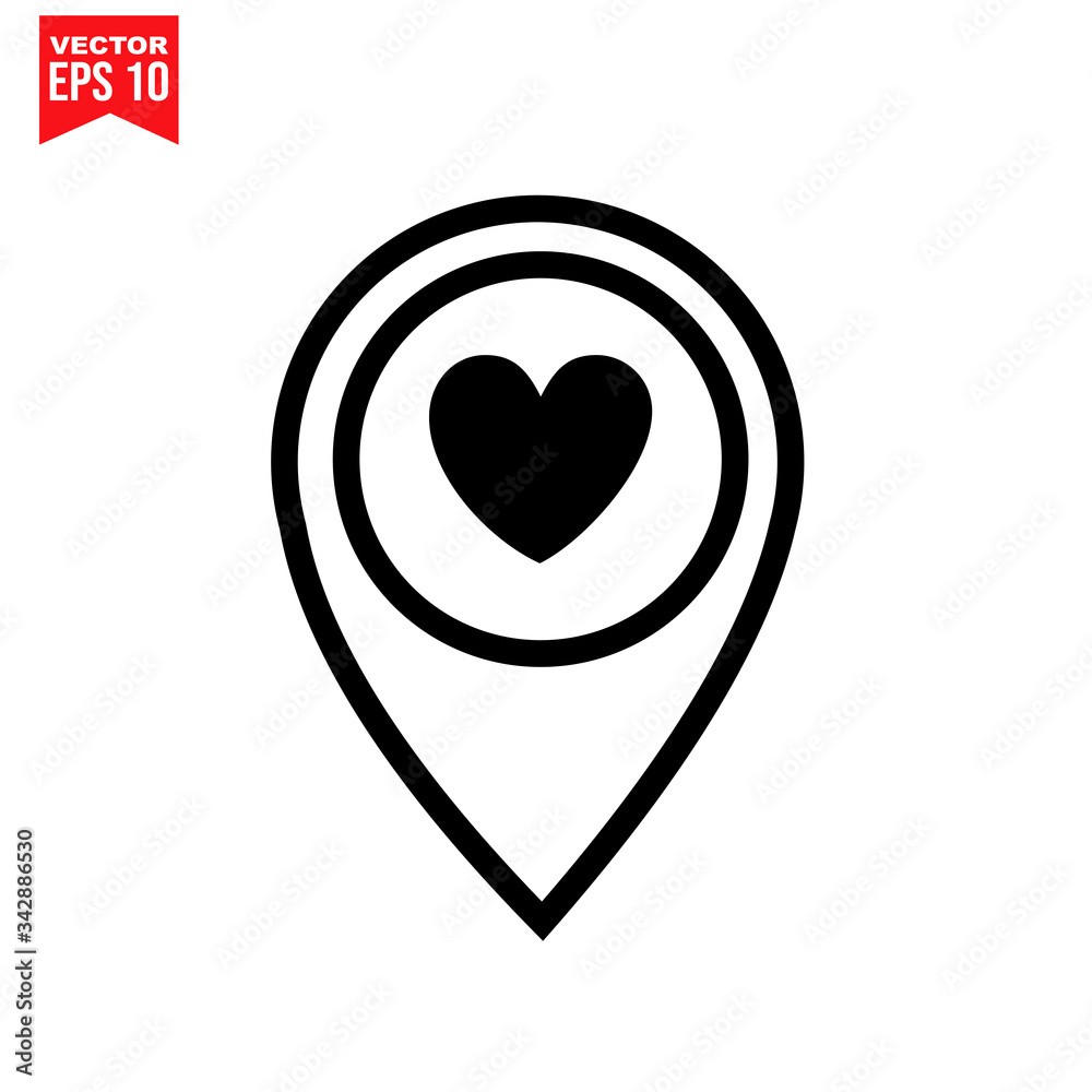 love symbol of location icon symbol Flat vector illustration for graphic and web design.