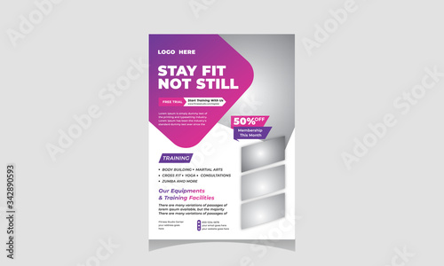 Fitness (gym) Flyer Template Vector Illustration