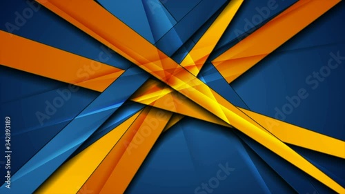 Wallpaper Mural Glossy blue orange abstract stripes corporate business motion background. Seamless looping. Video animation Ultra HD 4K 3840x2160 Torontodigital.ca