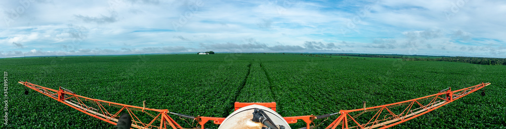 farm sprayer, soy field