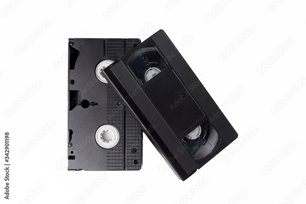 VHS video cassette on a white isolated background