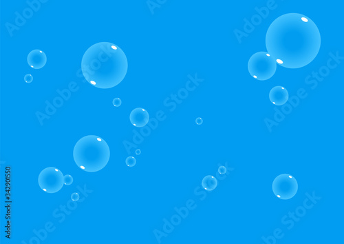 Soap or water bubbles over a blue background. Vector Illustration