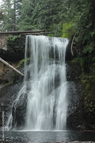 Waterfall at Silver Falls State Park in Silverton  Oregon with Slow Shutter Speed  time lapse