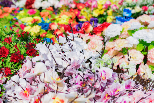 View of different artificial flowers