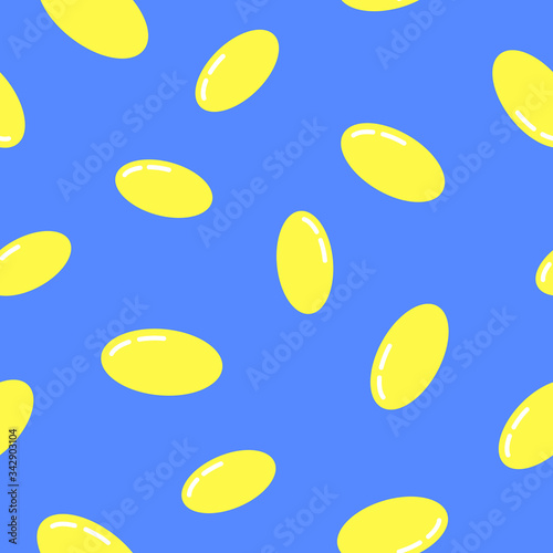 fish oil pills pattern on blue background