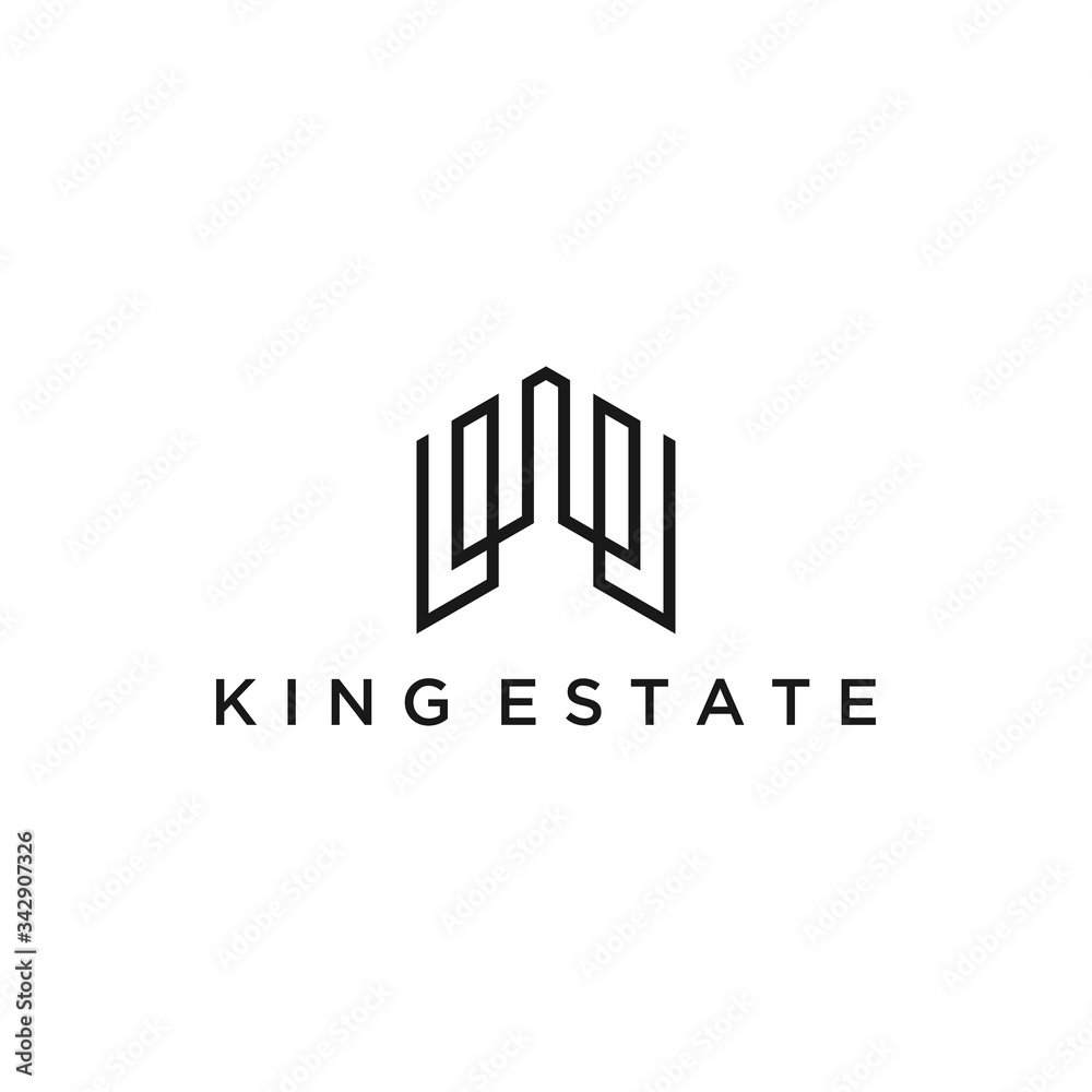 building logo with abstract crown design concept for real estate