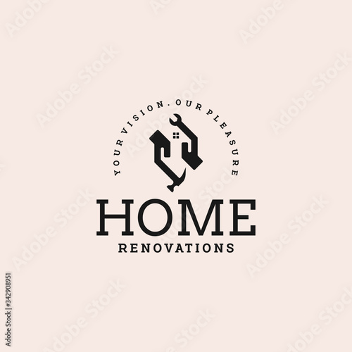 home renovation logo with vintage design style for real estate