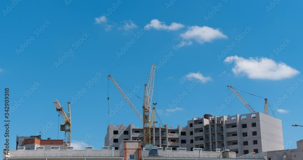 Time lapse of Building Under Construction, Crane and beautiful clouds no birds. Time lapse of Building Under Construction, Crane and beautiful clouds no birds.