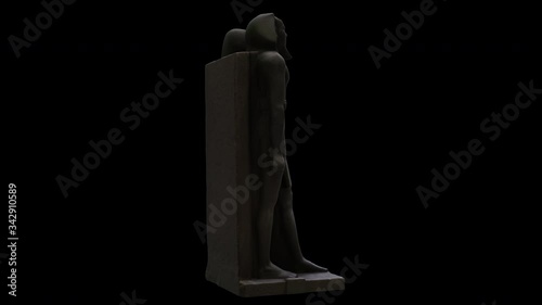 King menkaure mycerinus and queen rotation loop - 3D model animation on a black background photo