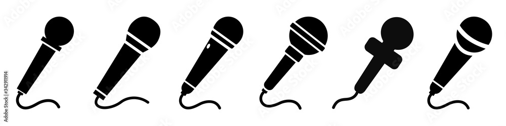 Set microphone icon sign – stock vector
