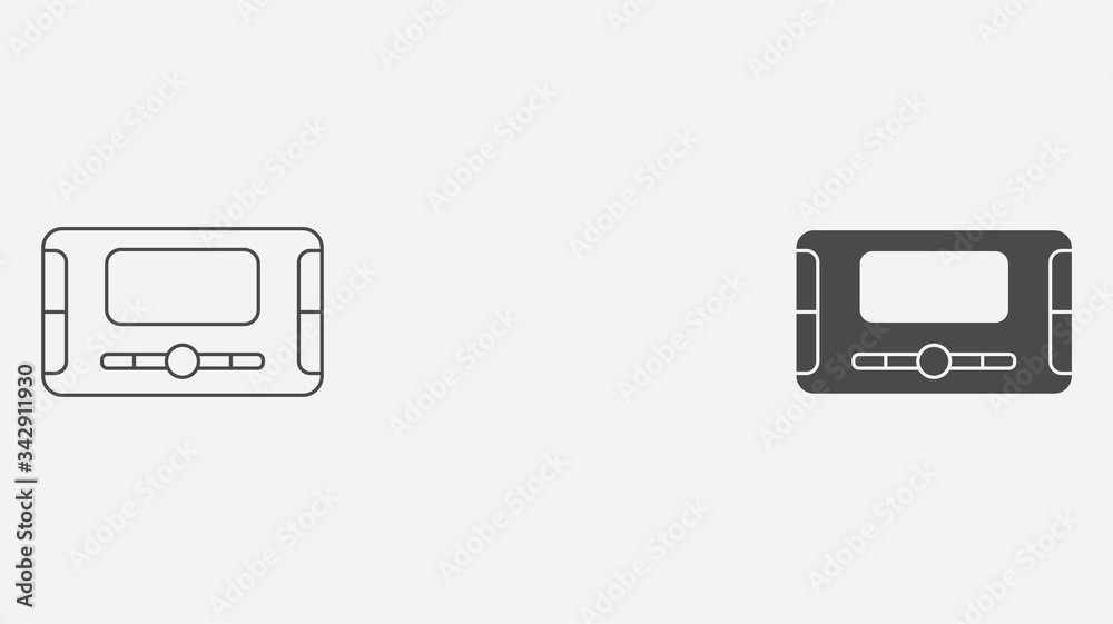 Car radio outline and filled vector icon sign symbol Car radio outline and filled vector icon sign symbol