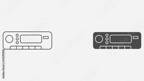 Car radio outline and filled vector icon sign symbol