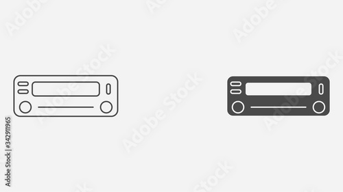 Car radio outline and filled vector icon sign symbol