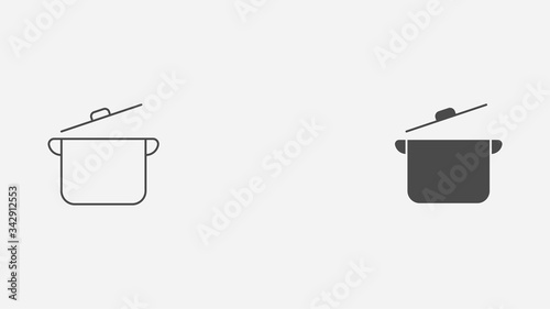 Cooking pot outline and filled vector icon sign symbol