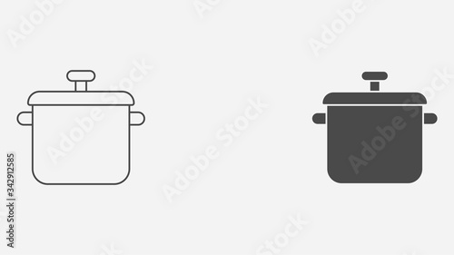 Cooking pot outline and filled vector icon sign symbol