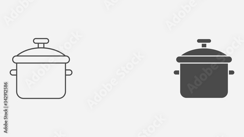 Cooking pot outline and filled vector icon sign symbol