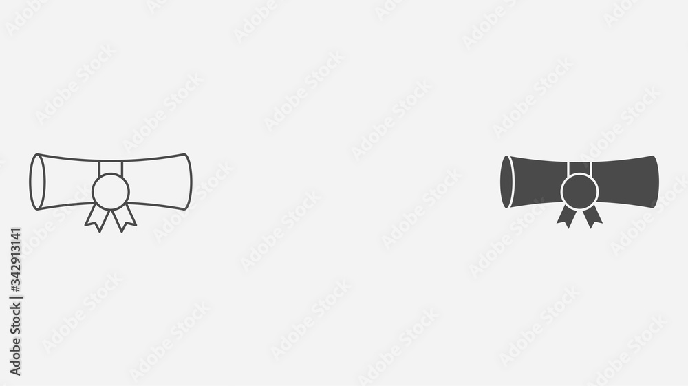 Diploma outline and filled vector icon sign symbol Diploma outline and filled vector icon sign symbol