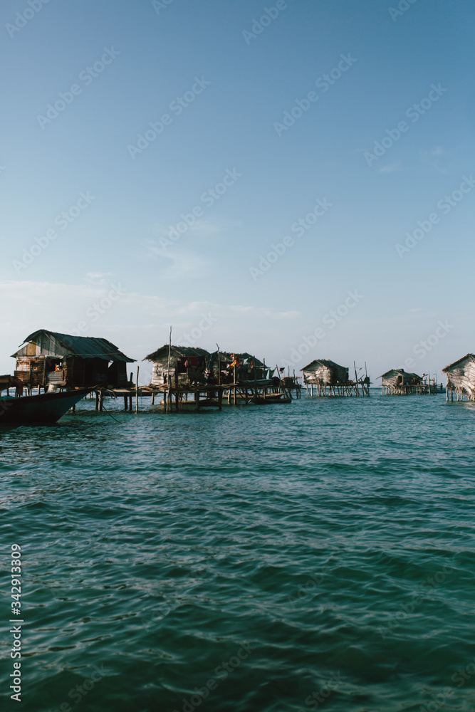 Semporna, Sabah, Malaysia - 26 April 2020 - Sea gypsies house by the sea