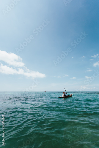 Semporna, Sabah, Malaysia - 26 April 2020 - Sea gypsies on a boat