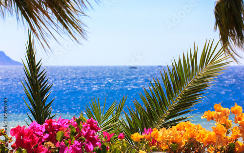 Beautiful sea view in summer, holidays on the coast of the world resort