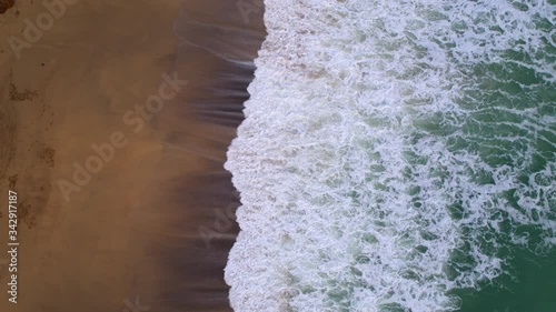 Overhead shot of beach in Cornwall, England.
