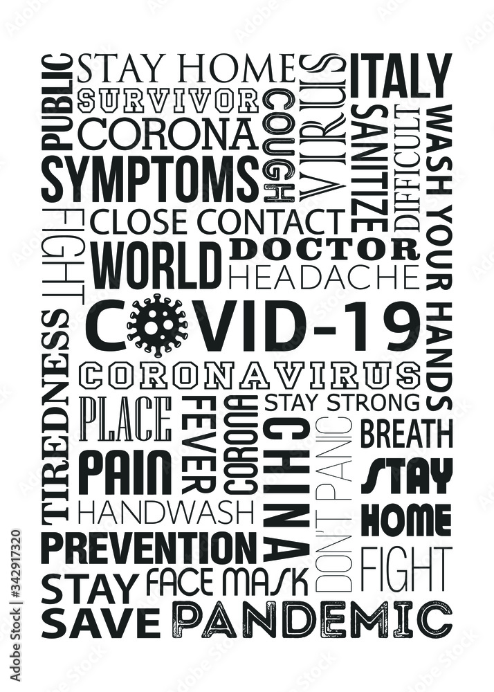 Covid-19 concept typography design logo on wight background. Vector coronavirus logo or COVID-19 seamless repeating pattern background 2019-nCoV. Graphic vector for web, print, banner, illustration. Covid-19 concept typography design logo on wight background. Vector coronavirus logo or COVID-19 seamless repeating pattern background 2019-nCoV. Graphic vector for web, print, banner, illustration.
