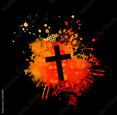 Cross from blood stains. Happy Easter. Vector illustration