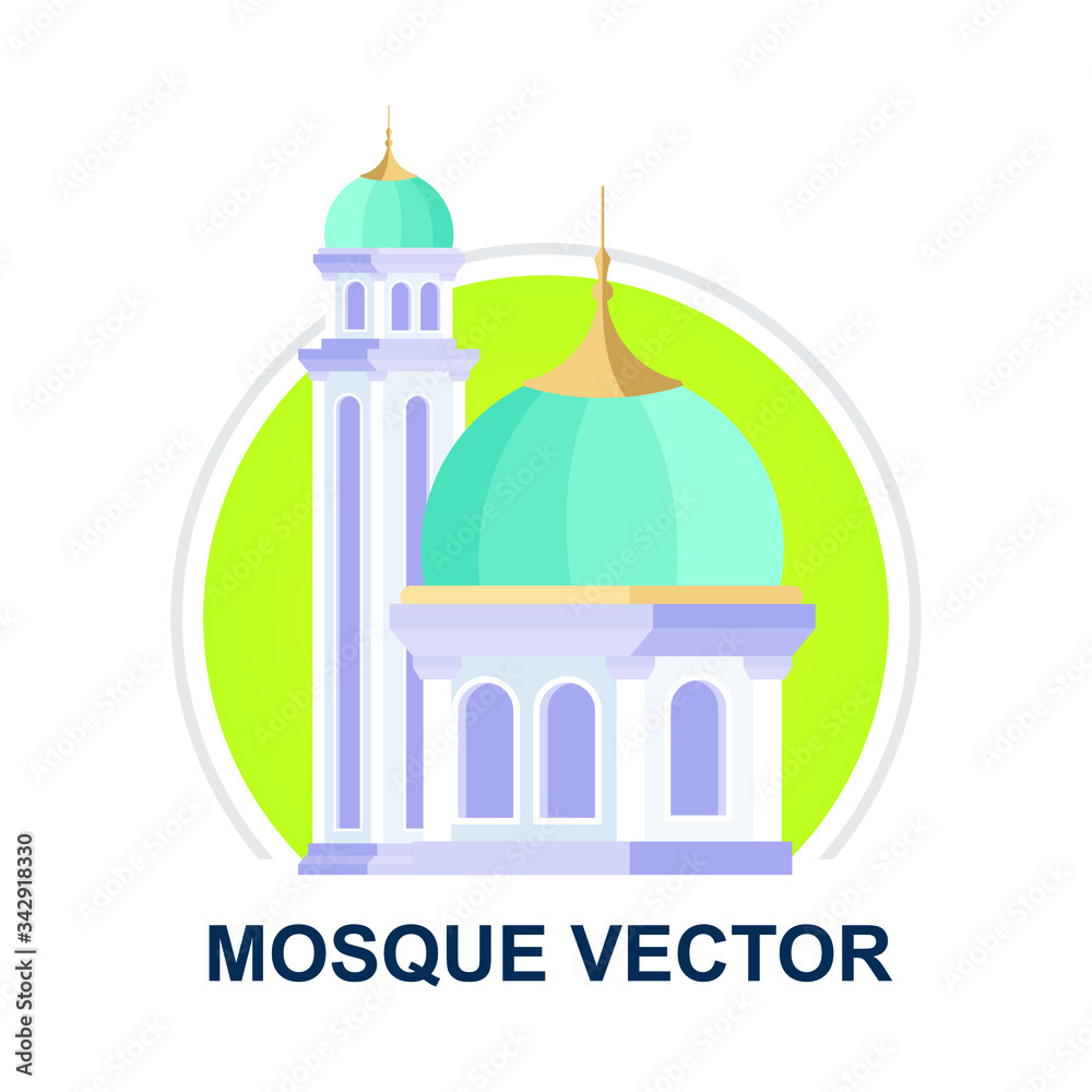 Cute and trendy mosque illustration, Vector landscape illustration of Eid Al Adha, Ramadan Mubarak. suitable for flyer, poster, banner, greeting card, invitation card etc.
