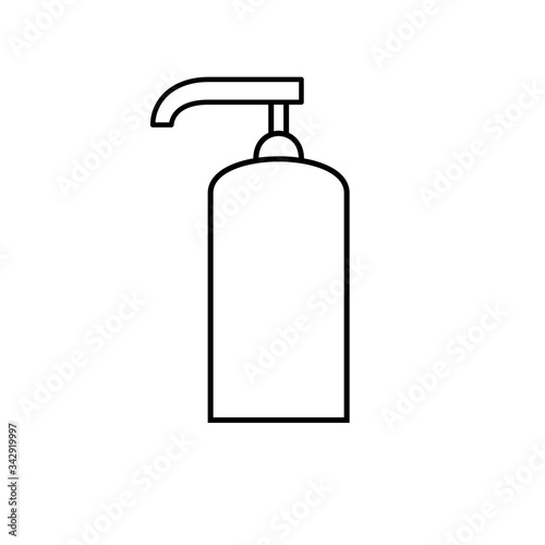 A bottle of sanitizer container on a white background.